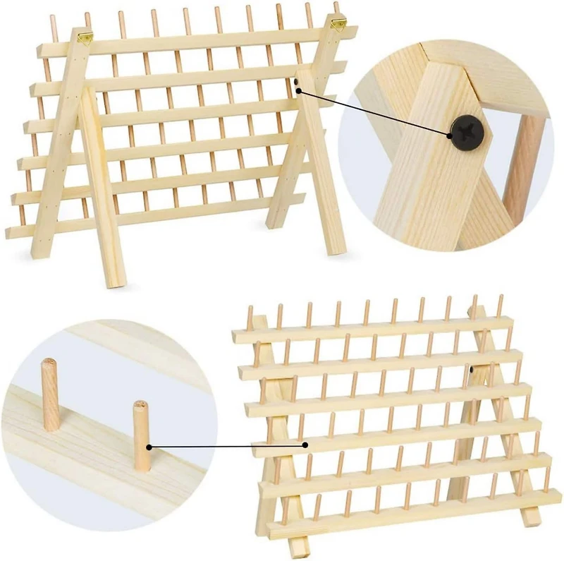 NEX™ Natural 60-Spool Wooden Sewing Thread Organizer Rack, 2ct.
