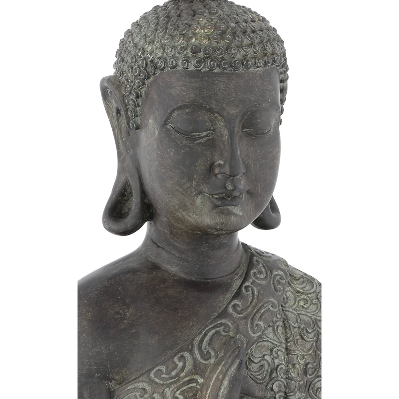 21" Brown Bohemian Polystone Buddha Sculpture