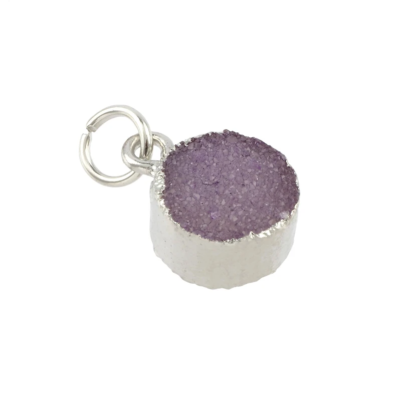 Round Violet Dyed Quartz Charm by Bead Landing™