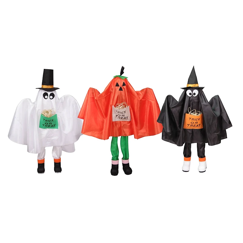 Ghost, Pumpkin & Bat Standing Halloween Kid Figures Set