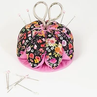 Dritz® Black & Pink Floral Pin Cushion with Scissors