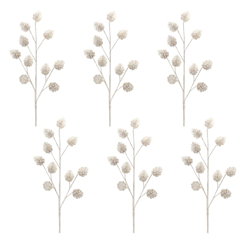 31" Glittered Pinecone Sprays, 6ct.