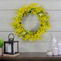 22" Yellow Forsythia & Leaves Wreath