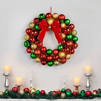 24" Red, Green & Gold Ornament Wreath with Bow by Ashland®