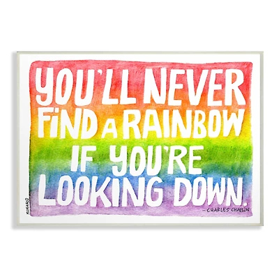 Stupell Industries Find A Rainbow Watercolor Typography Wall Plaque
