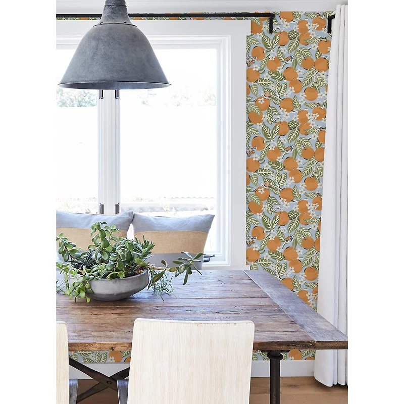 NuWallpaper PrintFresh Sky Blue Orange Grove Peel & Stick Wallpaper