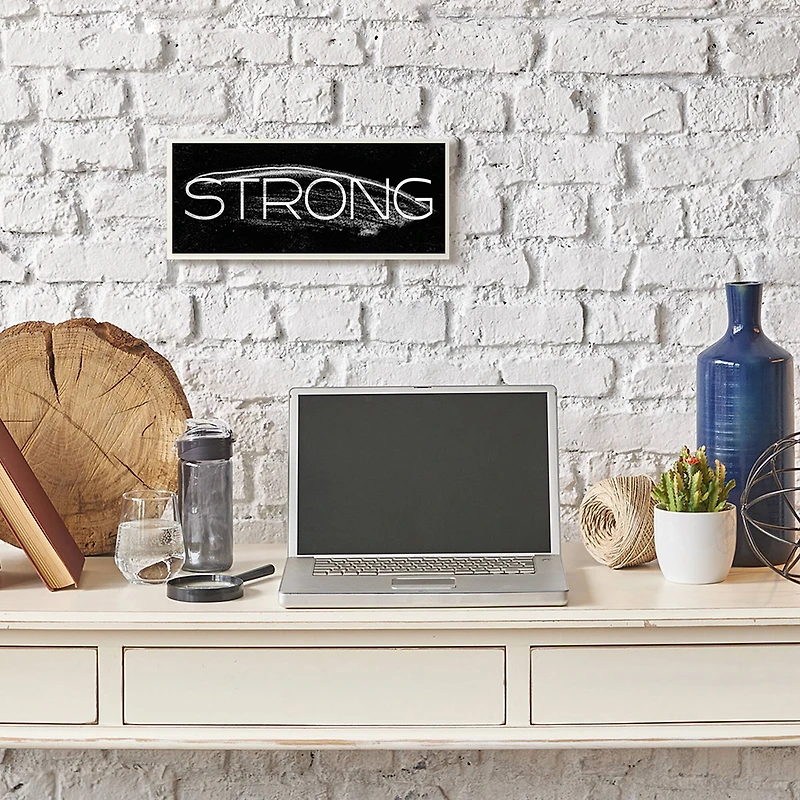 Stupell Industries Strong Phrase Bold Typography Paint Stroke Inspired, 7" x 17"