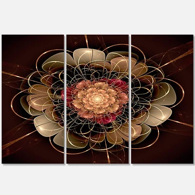 Designart - Dark Gold Red Fractal Flower Pattern