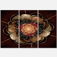 Designart - Dark Gold Red Fractal Flower Pattern