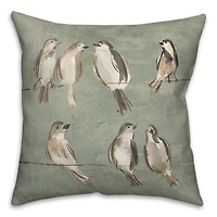 Birds On A Wire Sage 18" x 18" Indoor/Outdoor Pillow