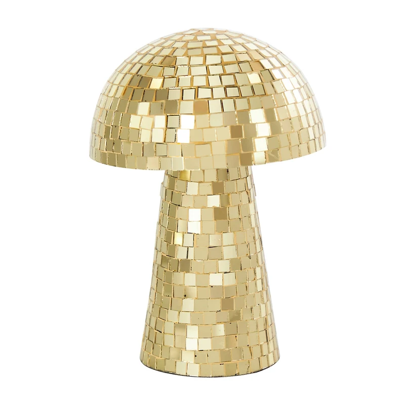 Gold Mushroom Mosaic Mirrored Sculpture Set