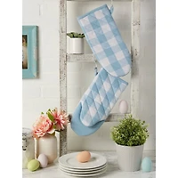 DII® White & Light Blue Buffalo Check Kitchen Textiles Oven Mitts, 2ct.