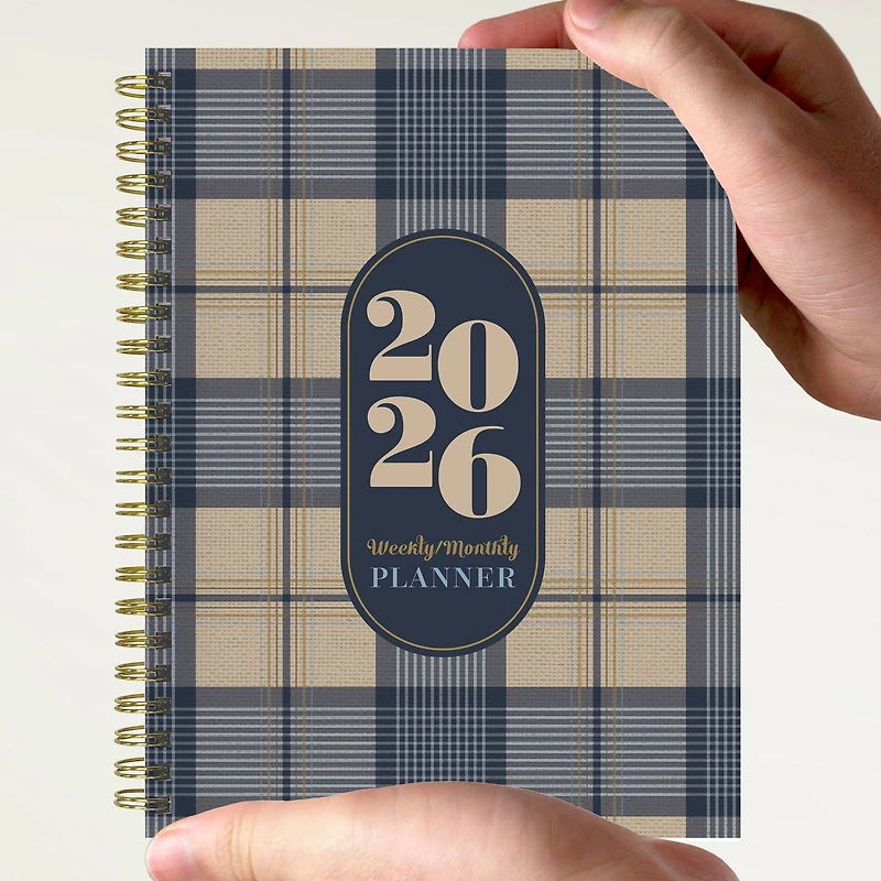 2026 Classic Plaid Medium Weekly Monthly Planner