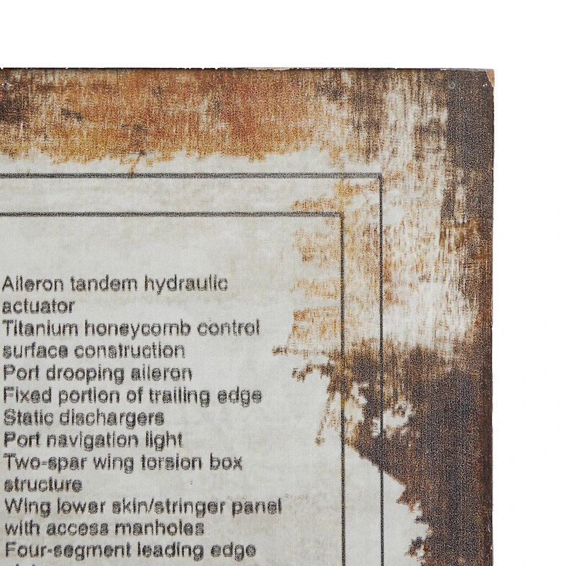 47" White Wood Industrial Plane Blueprint Wall Décor