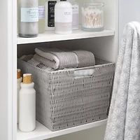 Simplify Large Gray Rattan Storage Tote Basket