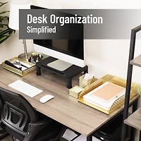 Mind Reader Gold Desk Organizer Set, Includes Pen Cup, Catchall Tray, File Box & Paper Tray, 4-Piece Metal Desktop Accessory Kit