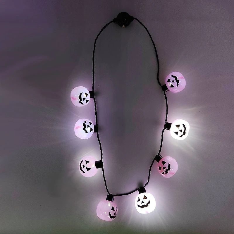 33" Pink Jack-O'-Lantern Necklace