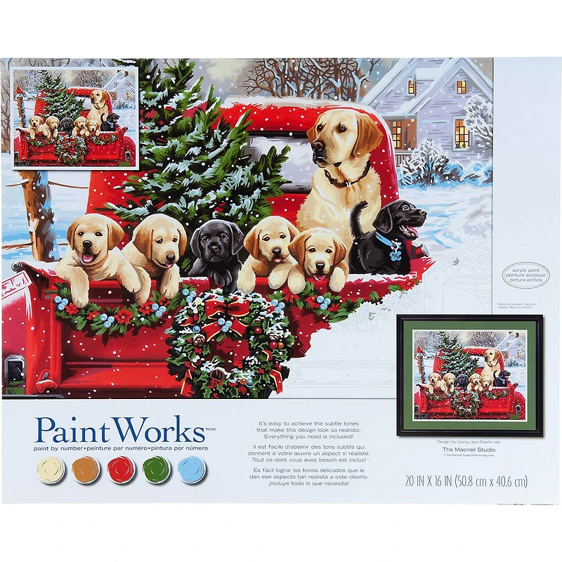 Dimensions® PaintWorks™ Paint-by-Number Kit, Holiday Puppy Truck