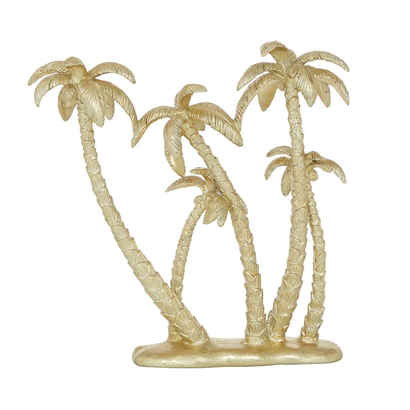 16" Gold Coastal Palm Tree Sculpture
