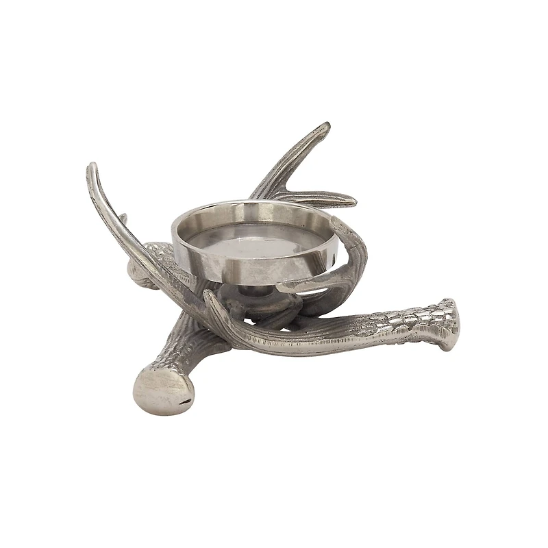 8" Silver Aluminum Traditional Candlestick Holder