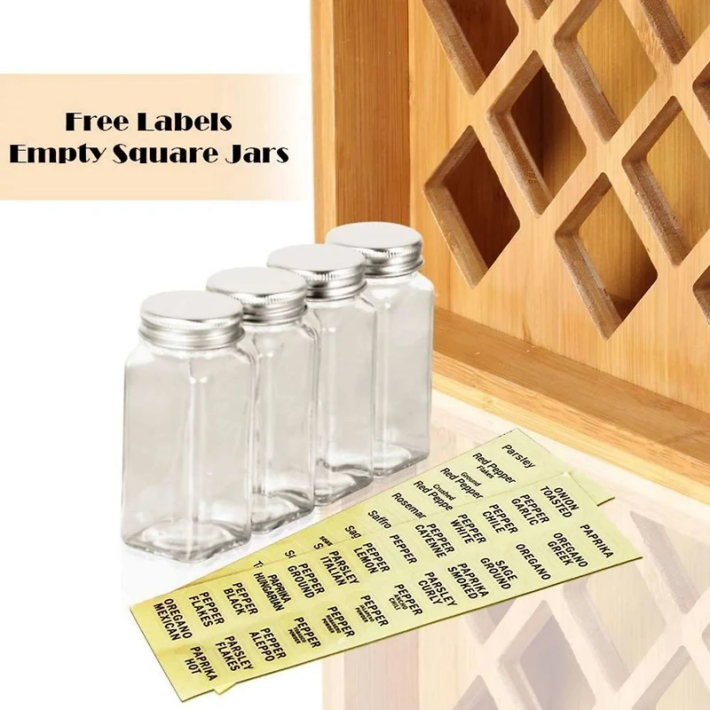 NEX™ Oumilen Free-Standing Bamboo Spice Organizer with 23 Glass Jars