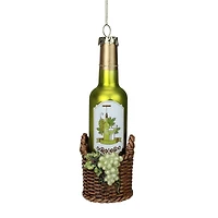 6.25" Green & Brown Glass Wine Bottle Ornament