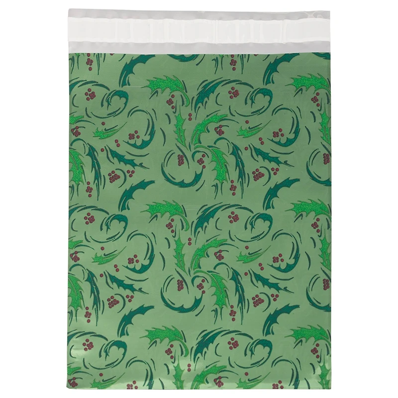 JAM Paper 9" x 12" Green Mistletoe Foil Open Envelopes with Self Adhesive Closure, 25ct.