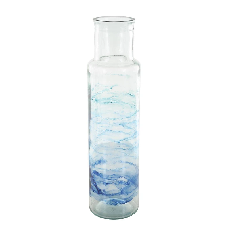 Blue Abstract Ombre Recycled Glass Vase