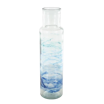 Blue Abstract Ombre Recycled Glass Vase