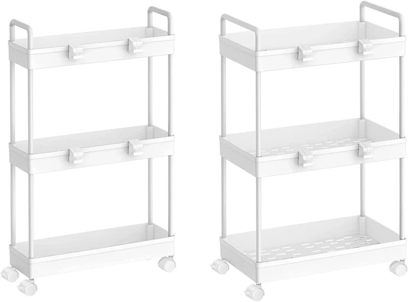 White 3-Tier Storage Kitchen Shelving Unit Rolling Rack Cart