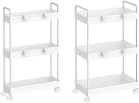 White 3-Tier Storage Kitchen Shelving Unit Rolling Rack Cart