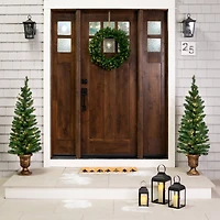 2 Pack 4ft. Pre-Lit Whitmire Pine Artificial Christmas Tree in Gold Urn Planter, Clear Lights