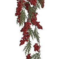 Hello Honey® 43" Red & Green Faux Evergreen Hanging Plant with Berry Bunches