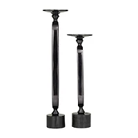 Black Aluminum Modern Candle Holder Set, 15'' & 19''