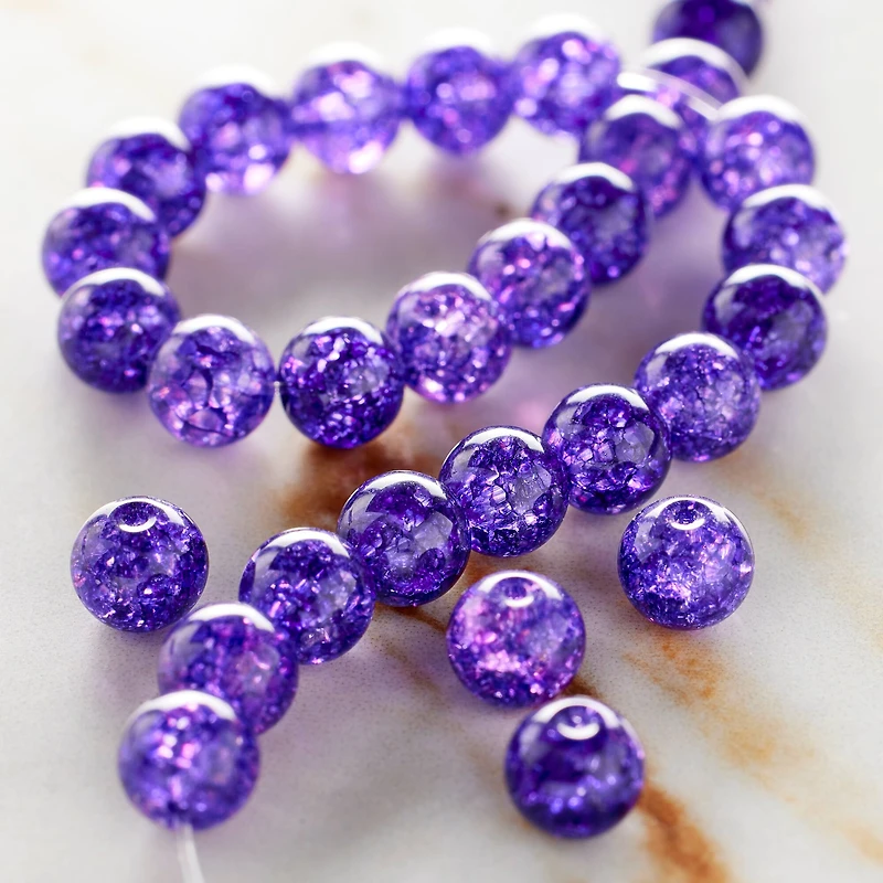 Purple Crackled Quartz Round Beads, 6mm by Bead Landing™