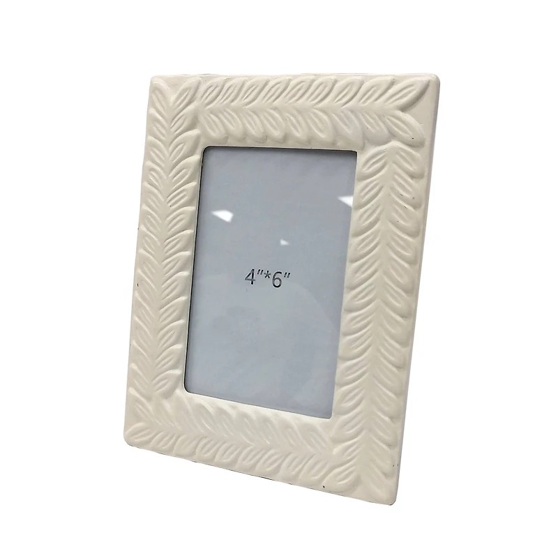 4" x 6" White Leaves Tabletop Frame, Treasured Finds by Ashland®