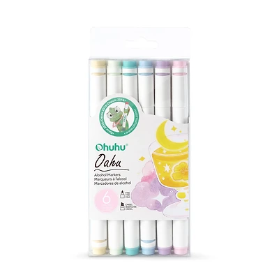 Ohuhu® Oahu 6 Color Pastel Alcohol Marker Set