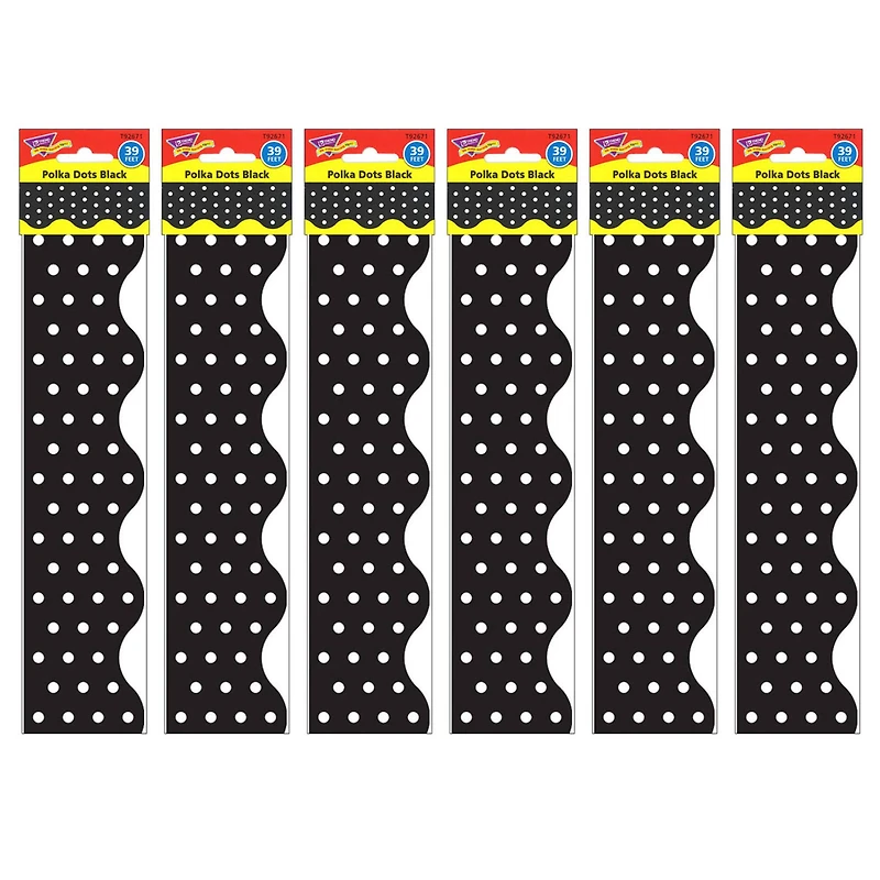 Trend Enterprises® Terrific Trimmers® Polka Dots Black Borders, 234ft.