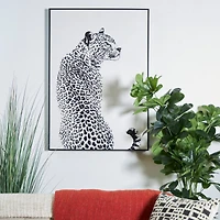 White Canvas Leopard Framed Wall Art