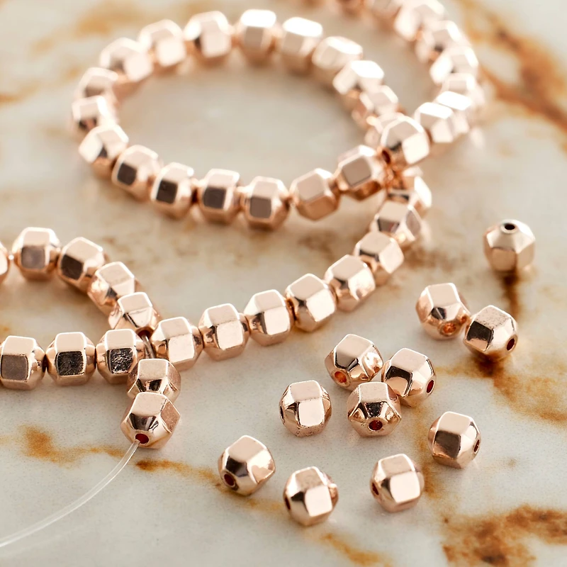 Rose Gold Hematite Bicone Beads, 4mm by Bead Landing™