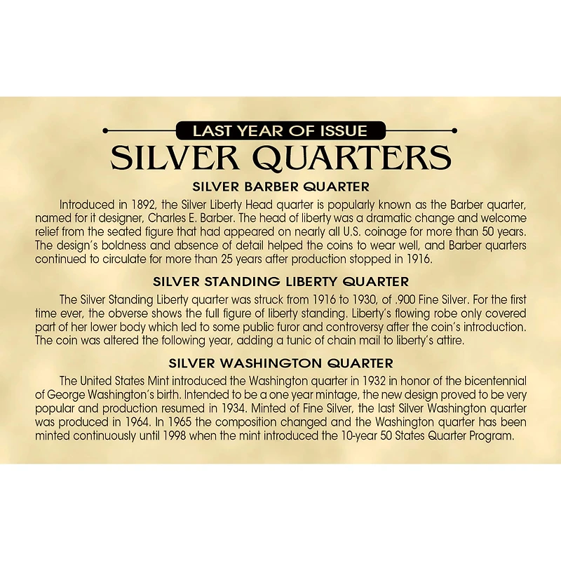 Last Year of Issue Silver Quarters