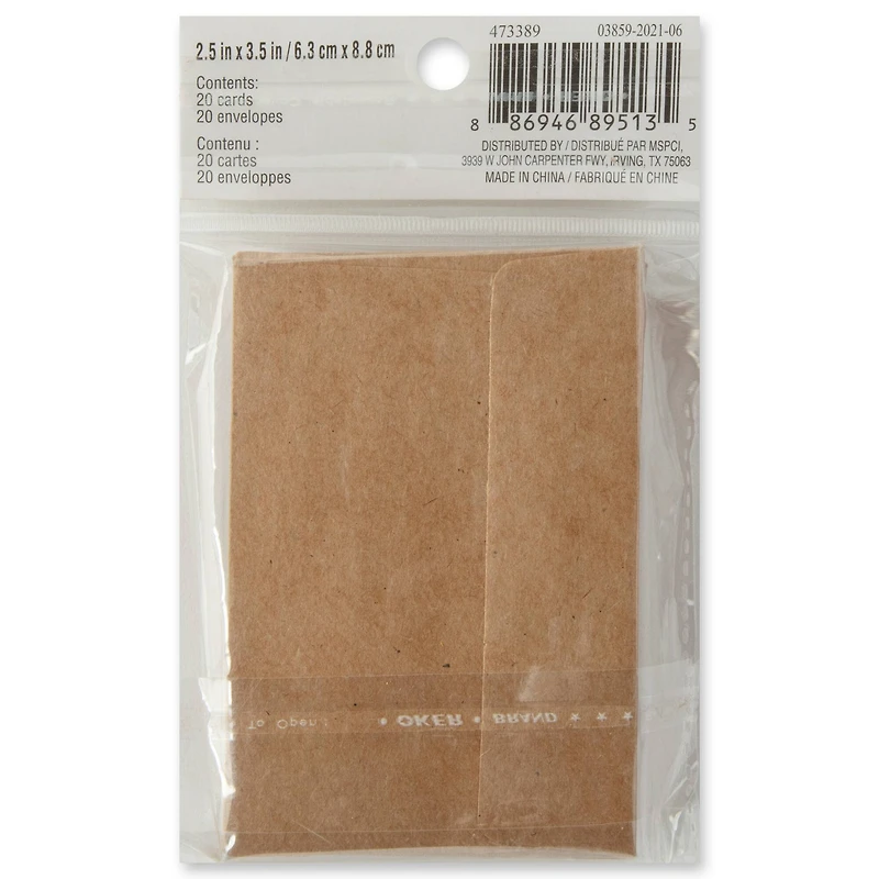 12 Packs: 20 ct. (240 total) Kraft Gift Card & Envelope Set by Recollections™, 2.5" x 3.5"