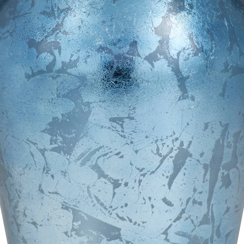 Blue Glass Coastal Vase, 15" x 9" x 9"