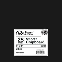 PA Paper™ Accents Black 8" x 8" Heavyweight Chipboard, 25 Sheets