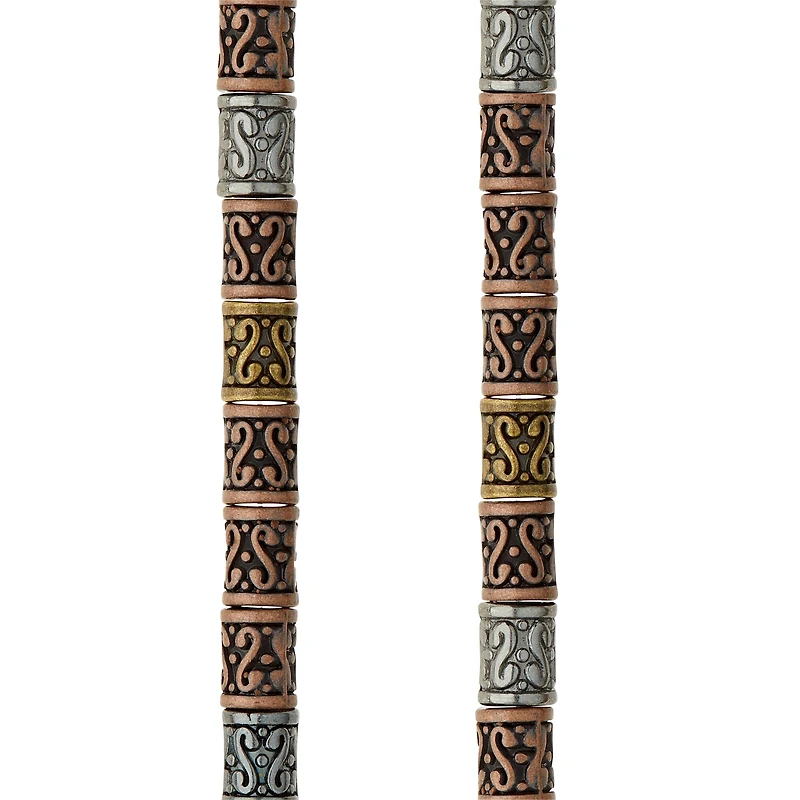 Metal Carved Tube Beads, 9mm by Bead Landing™