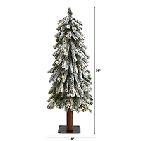 3ft. Pre-Lit Flocked Grand Alpine Artificial Christmas Tree, Clear LED Lights