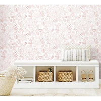 RoomMates Pink & White Floral Sketch Peel & Stick Wallpaper