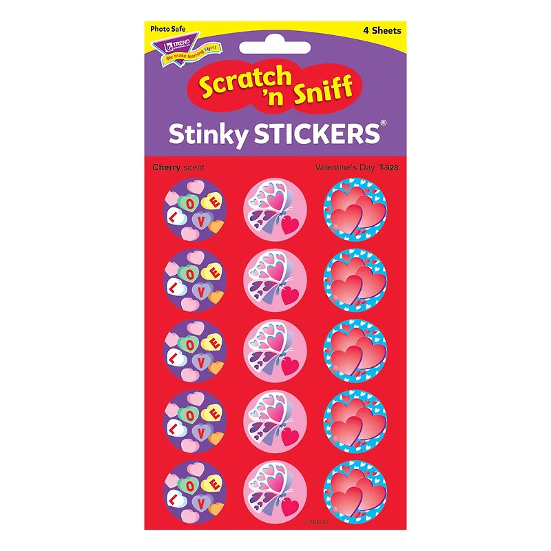 Trend Enterprises® Stinky Stickers® Valentine's Day/Cherry, 6 Packs of 60ct.