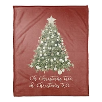 Oh Christmas Tree Coral Fleece Throw