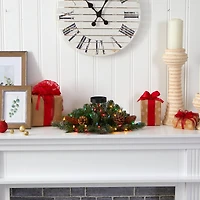 16" Flocked & Glittered Christmas Pine Candelabrum